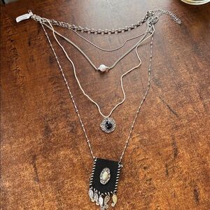 NWT! Free People Sightseer Pocket Layered Necklace in black
